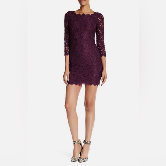 DVF - Diane Von Furstenburg Lace Dress in Plum, Size 4 - Picture 6 of 8
